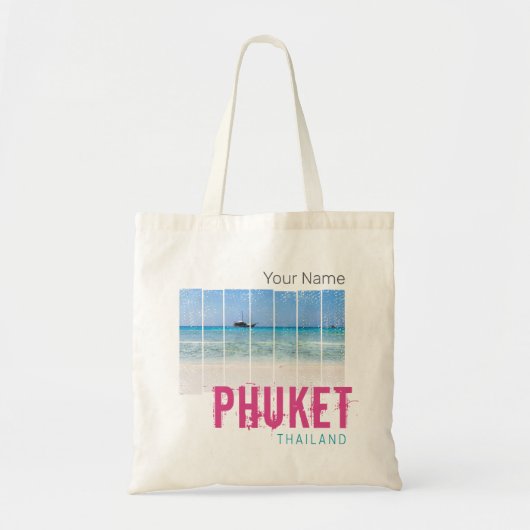 Phuket Thailand Vintag Beach Panorama Souvenir Tragetasche (Vorne)