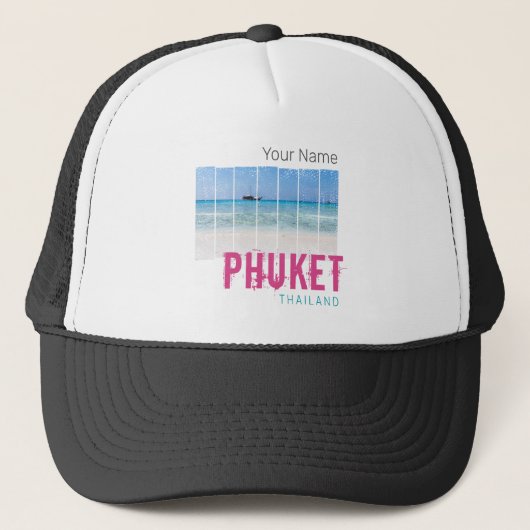 Phuket Thailand Vintag Beach Panorama Souvenir Truckerkappe (Vorderseite)