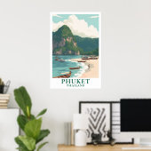 Phuket Thailand Vintage Reise Longtail Boot Strand Poster (Heimbüro)