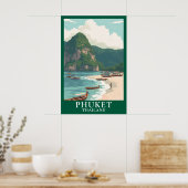 Phuket Thailand Vintage Reise Longtail Boot Strand Poster (Küche)