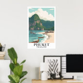 Phuket Thailand Vintage Reise Longtail Boot Strand Poster (Heimbüro)