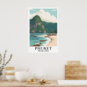 Phuket Thailand Vintage Reise Longtail Boot Strand Poster (Küche)