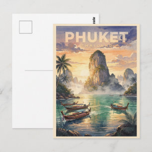 Phuket Thailand Vintage Reise Postkarte