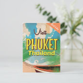 Phuket Thailand Vintage Reiseplakat Postkarte (Stehend Vorderseite)