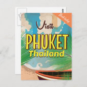 Phuket Thailand Vintage Reiseplakat Postkarte (Vorne/Hinten)