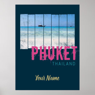 Phuket Thailand Vintage Strand Panorama Souvenir Poster
