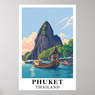 Phuket Thailand Vintage Tropische Insel Reise Kuns Poster