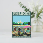 Phuket Vintage Travel Poster. Postkarte (Stehend Vorderseite)
