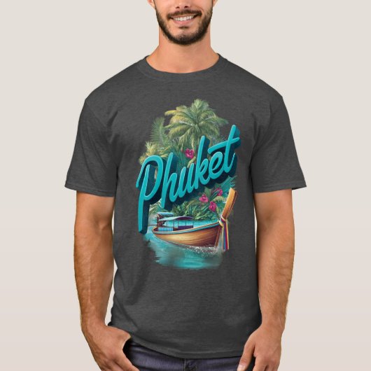 Phuketropicalhailand Design mit Longtail-Boot Spaß T-Shirt (Vorderseite)