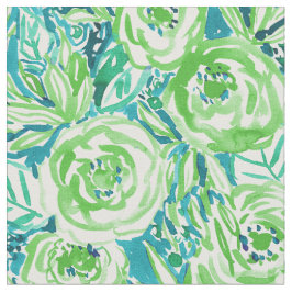 PHUNKY PHRESH grünes Aqua Boho BlumenAquarell Stoff