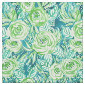PHUNKY PHRESH grünes Aqua Boho BlumenAquarell Stoff (Muster)