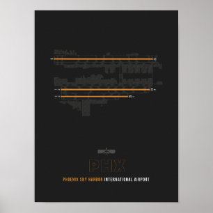 PHX - Phoenix Sky Harbor Airport Runway Diagramm A Poster