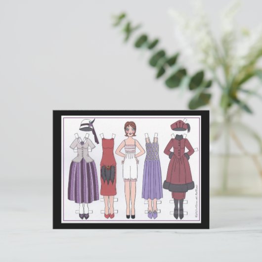 Phyllis, Art-Déco-Lady der 20er-Papierpuppe Postkarte (Stehend Vorderseite)