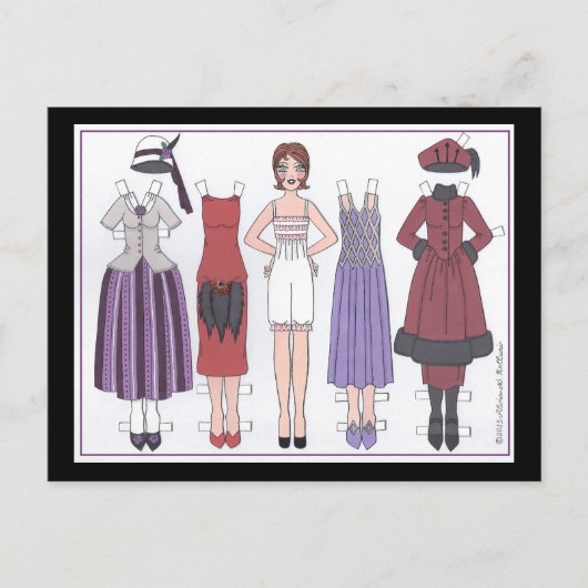 Phyllis, Art-Déco-Lady der 20er-Papierpuppe Postkarte (Vorderseite)