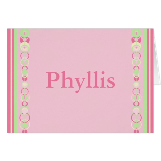 Phyllis Modern Circles Individuelle Name Card (Vorderseite (Horizontal))