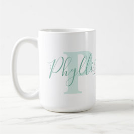 Phyllis Name Bedeutung und P monogramm grüner Text Kaffeetasse