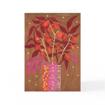 Physalis Chinese Lanterns Paper Collage Floral Art