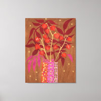 Physalis Chinese Lanterns Paper Collage Floral Art