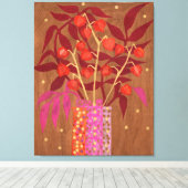 Physalis Chinese Lanterns Paper Collage Floral Art Leinwanddruck (Insitu (Holzboden))