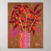 Physalis Chinese Lanterns Paper Collage Floral Art Poster (Vorne)