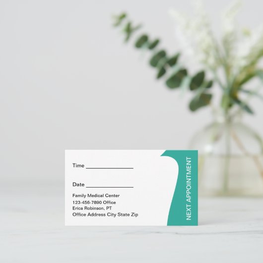 Physical Therapist Appointment Business Cards Terminkarte (Stehend Vorderseite)