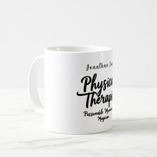 Physical Therapist Passionate Movement Typography Kaffeetasse (Vorderseite Links)