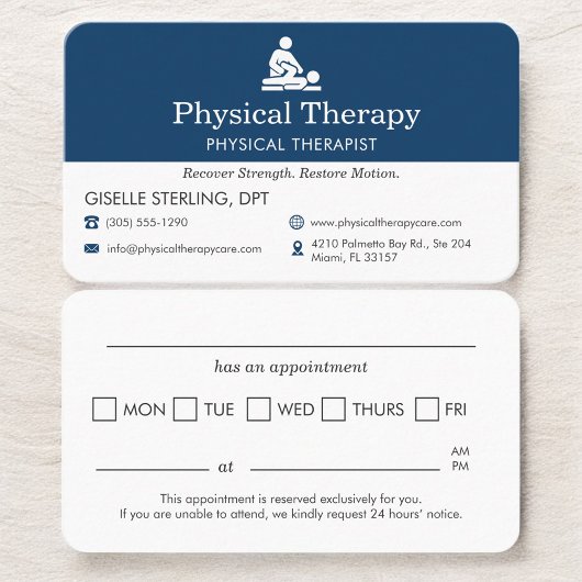 Physical Therapist Scheduling Reminder Visitenkarte