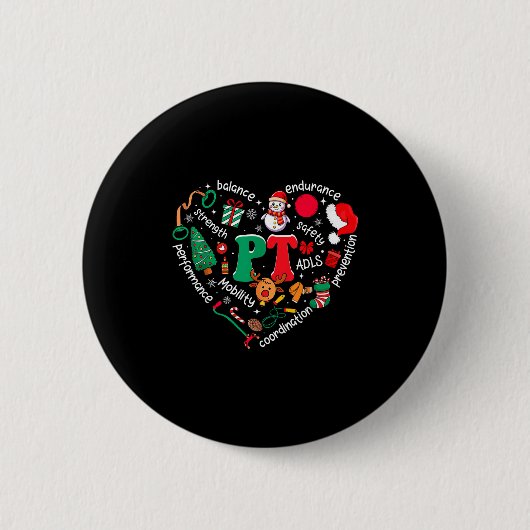 Physical Therapy Christmas Heart Pt Therast Xmas M Button (Vorderseite)