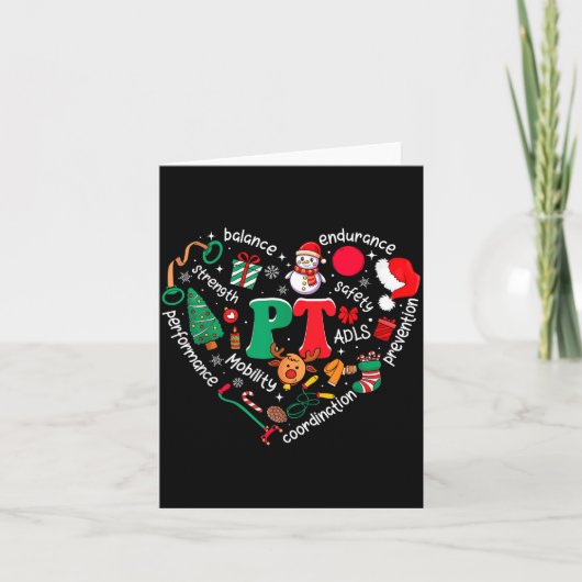 Physical Therapy Christmas Heart Pt Therast Xmas M Karte (Vorderseite)