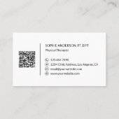 Physical Therapy Clinic Professional Logo QR Black Visitenkarte (Rückseite)