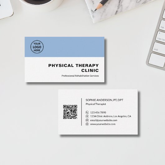 Physical Therapy Clinic Professional Logo QR Visitenkarte