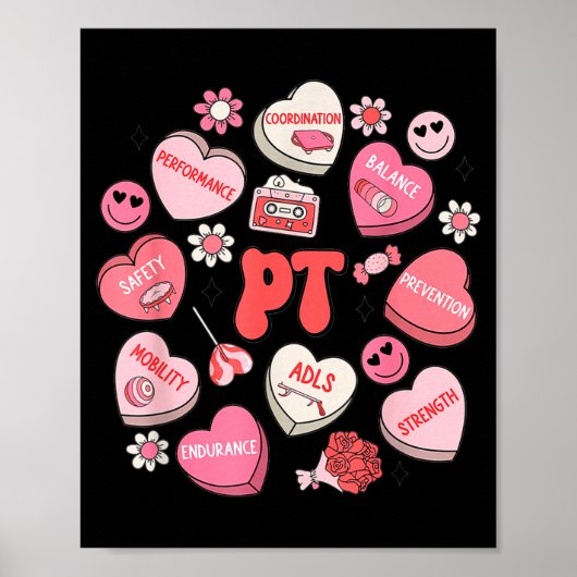 Physical Therapy Groovy Valentine's Day Heart Cand Poster (Vorne)