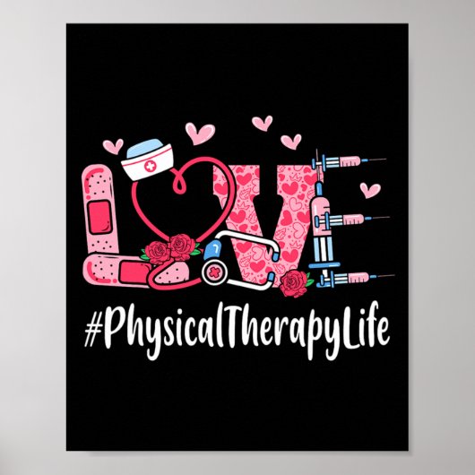 Physical Therapy Love Valentine Day Women Heart Ap Poster (Vorne)