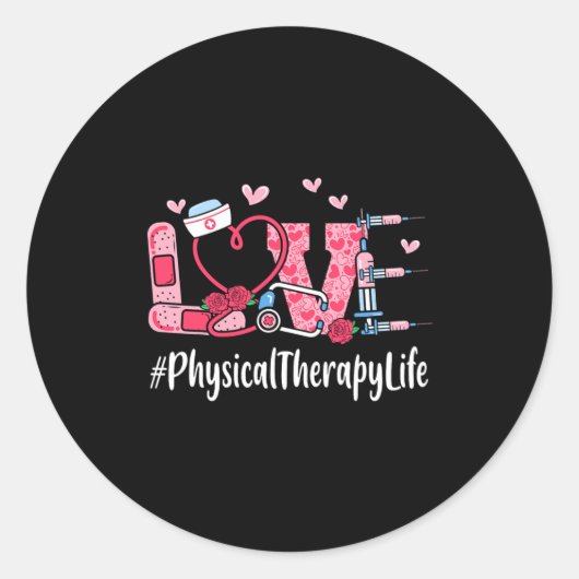 Physical Therapy Love Valentine Day Women Heart Ap Runder Aufkleber (Vorderseite)