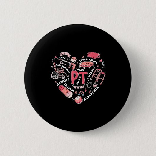 Physical Therapy Pt Valentine Heart Shape Physical Button (Vorderseite)