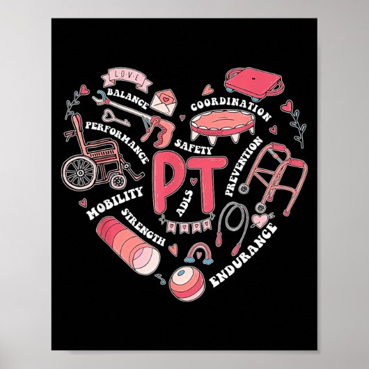 Physical Therapy Pt Valentine Heart Shape Physical Poster (Vorne)