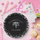 Physician Assistant PA Graduation Black Silver Pappteller (Party)