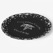 Physician Assistant PA Graduation Black Silver Pappteller (Schrägansicht)