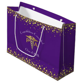 Physician Assistant PA Graduation Purple Gold Große Geschenktüte