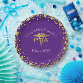 Physician Assistant PA Graduation Purple Gold Pappteller (Party)
