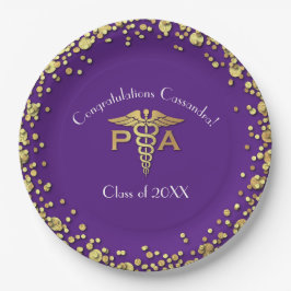 Physician Assistant PA Graduation Purple Gold Pappteller