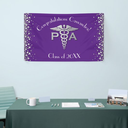 Physician Assistant PA Graduation Purple Silver Banner (Messeveranstaltung)