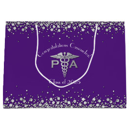 Physician Assistant PA Graduation Purple Silver Große Geschenktüte