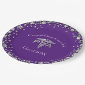 Physician Assistant PA Graduation Purple Silver Pappteller (Schrägansicht)