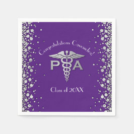 Physician Assistant PA Graduation Purple Silver Serviette