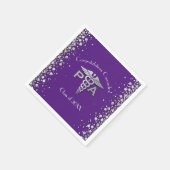Physician Assistant PA Graduation Purple Silver Serviette (Ecke)