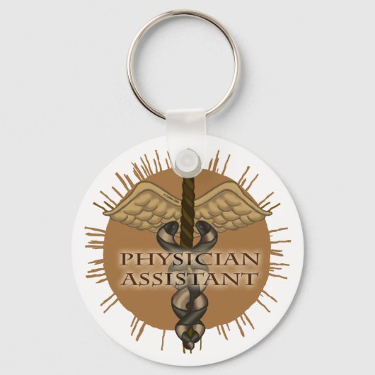 Physician Assistent Caduceus custom name Keychain Schlüsselanhänger (Vorderseite)