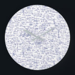 Physics Equations in Blue Pen // Große Wanduhr<br><div class="desc">Hand written physics equations in blue pen.  All of the most common physics equations.  Perfect gift for a scientist,  chemist,  or physics lover!</div>