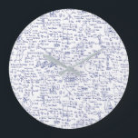 Physics Equations in Blue Pen // Große Wanduhr<br><div class="desc">Hand written physics equations in blue pen.  All of the most common physics equations.  Perfect gift for a scientist,  chemist,  or physics lover!</div>