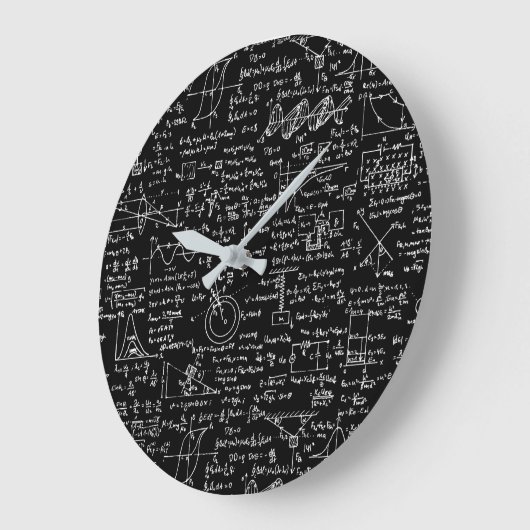 Physics Equations on Black // Große Wanduhr (Winkel)